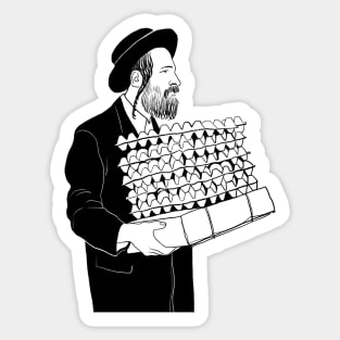 Orthodox Jew holding boxes full of eggs Sticker